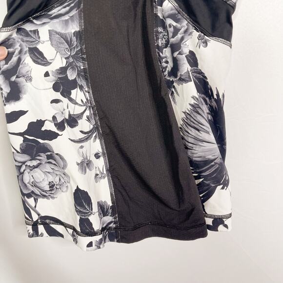 Lululemon Womens 6 Black White Brisk Bloom Push Ur Limits Tank Top Cross Back - Picture 7 of 8